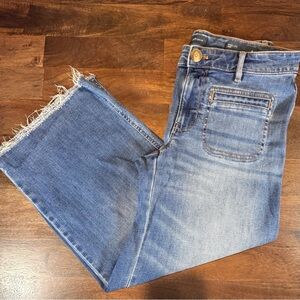 J. Jill Wide Leg, Cropped,‎ Frayed Hem Blue Jeans, Size 6